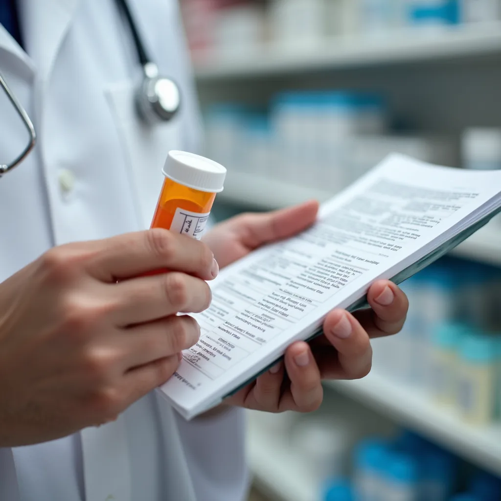 Doctor with stethoscope taking notes on clipboard